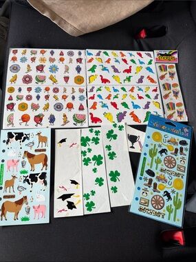 Vintage Stickers Lot- Dinosaurs/ Fruit/ Farm Animals/ Clovers